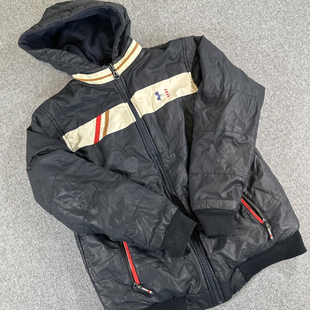 Under Armour Reversible Puffer Jacket‎ Mens Small Black Hooded Vintage Y2K